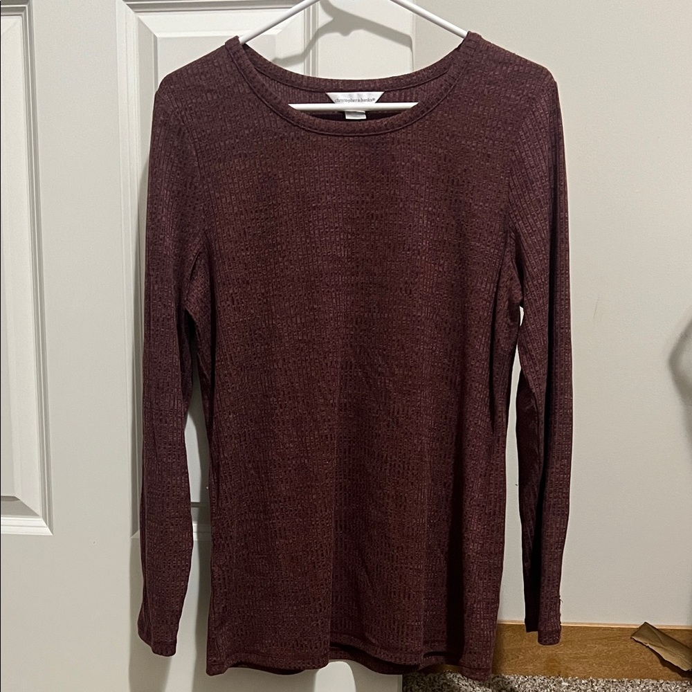 Christopher & Banks Burgundy Long Sleeve Top